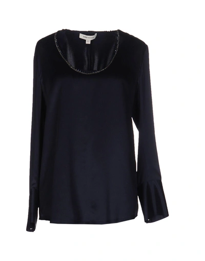 Shop Pierre Balmain Silk Shirts & Blouses In Dark Blue