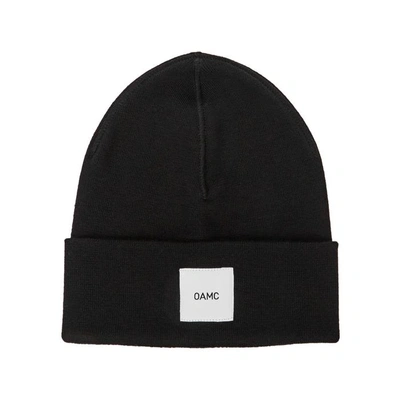 Oamc Black Fine-knit Wool Beanie In Black
