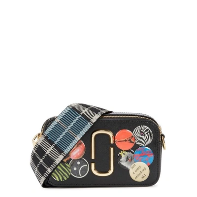 Shop Marc Jacobs Snapshot Badge-embellished Shoulder Bag In Black