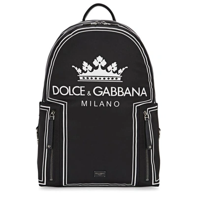 Shop Dolce & Gabbana Vulcano Black Printed Nylon Backpack