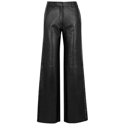 Shop Off-white Black Wide-leg Leather Trousers