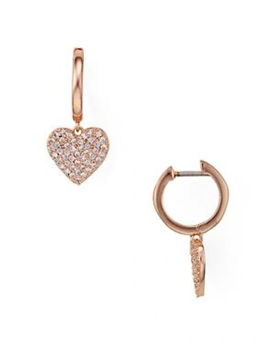 Shop Kate Spade New York Pave Heart Drop Earrings In Rose Gold