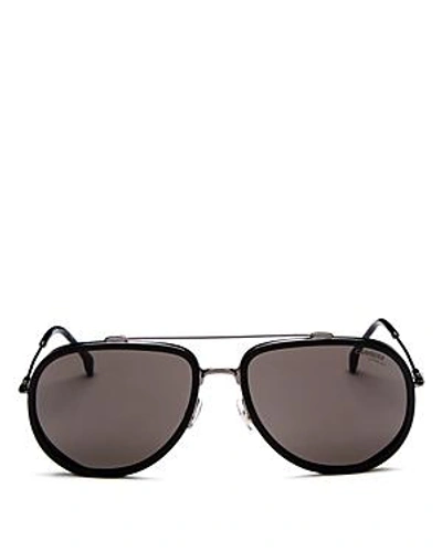 Shop Carrera Women's Brow Bar Aviator Sunglasses, 59mm In Black/gray