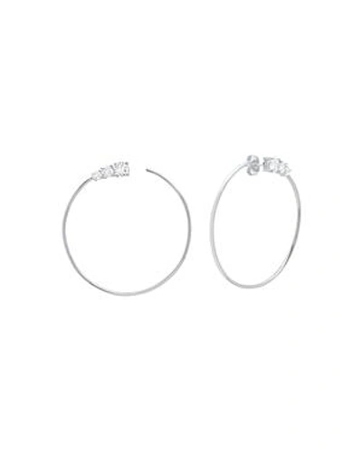 Shop Crislu Embellished Hoop Earrings In Silver/clear
