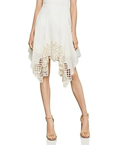 Shop Bcbgmaxazria Mosaic Embroidered-trim Skirt In White Combo