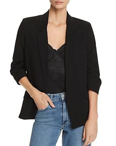 Shop Bardot Ruched-sleeve Blazer In Black