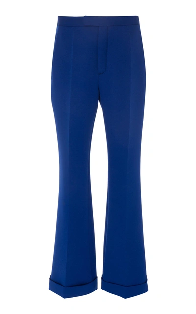 Shop Maison Margiela Crepe Flared Pants In Blue