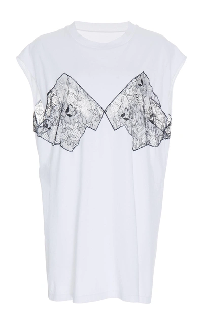 Shop Maison Margiela Cotton Lace Tank In White