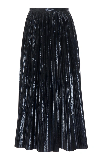 Shop Maison Margiela Pleated Midi Skirt In Black