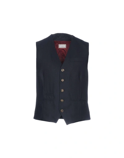 Shop Brunello Cucinelli Suit Vest In Dark Blue