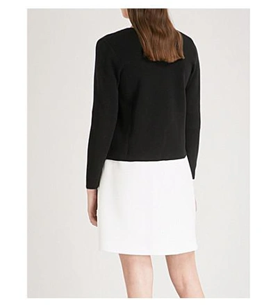 Shop Claudie Pierlot Frilled-trim Wool-blend Cardigan In Black