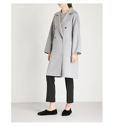 Shop Max Mara Fausta Double-breasted Cashmere Coat In Grey