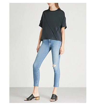 Shop Mother The Looker Ankle Fray Skinny Mid-rise Jeans In Love Gun