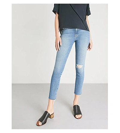 Shop Mother The Looker Ankle Fray Skinny Mid-rise Jeans In Love Gun