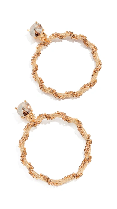 Shop Oscar De La Renta Crystal Chain Hoop Earrings In Gold