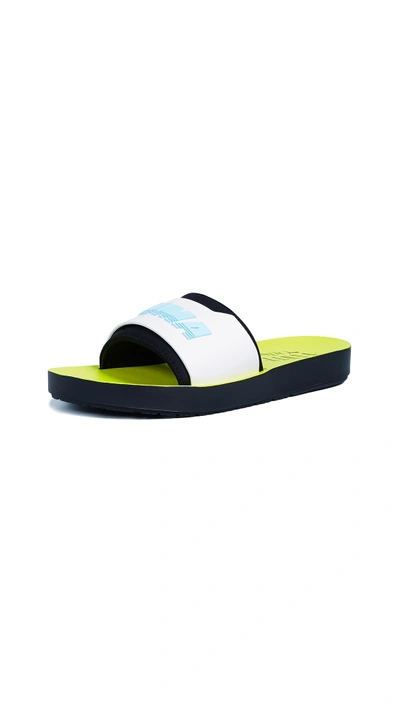 Shop Puma Fenty X  Surf Slides In Black/white/safety Yellow