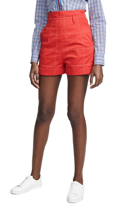 Shop Stella Jean Grid Shorts In Red