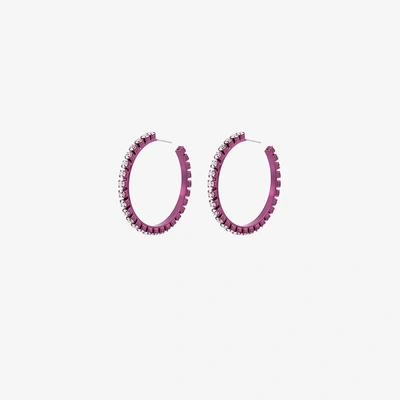 Shop Area Pink Dorinda Crystal Hoop Earrings In Pink/purple