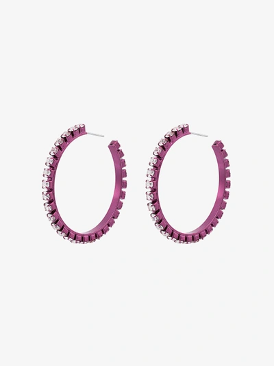 Shop Area Pink Dorinda Crystal Hoop Earrings In Pink/purple