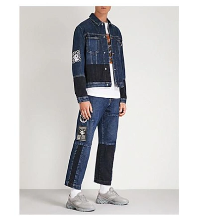 Shop Mcq By Alexander Mcqueen Patchwork Regular-fit Cropped Jeans In American Blue