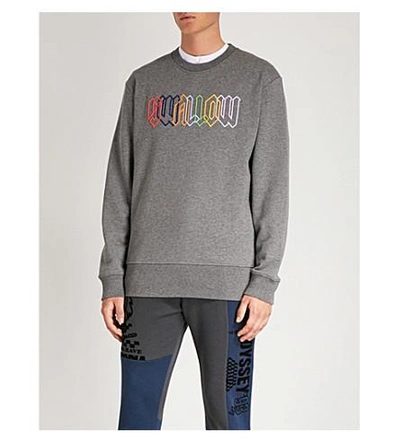 Shop Mcq By Alexander Mcqueen Logo-embroidered Cotton-jersey Sweatshirt In Stone Grey Melange