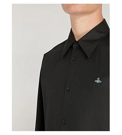 Shop Vivienne Westwood Logo-embroidered Classic-fit Cotton Shirt In Black