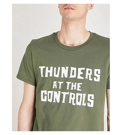 Shop Thunders Logo-print Cotton-jersey T-shirt In Olive