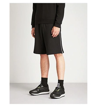 Shop Mcq By Alexander Mcqueen Side-zip Wide-leg Cotton-jersey Shorts In Darkest Black