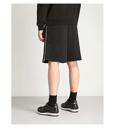 Shop Mcq By Alexander Mcqueen Side-zip Wide-leg Cotton-jersey Shorts In Darkest Black