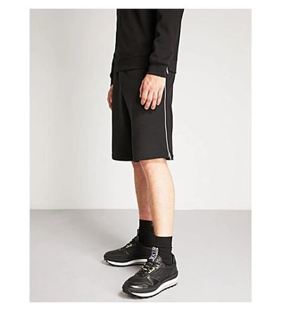 Shop Mcq By Alexander Mcqueen Side-zip Wide-leg Cotton-jersey Shorts In Darkest Black