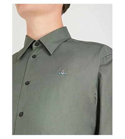 Shop Vivienne Westwood Logo-embroidered Classic-fit Cotton Shirt In Green