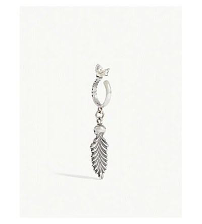 Shop Emanuele Bicocchi Feather Stud Earring In Silver