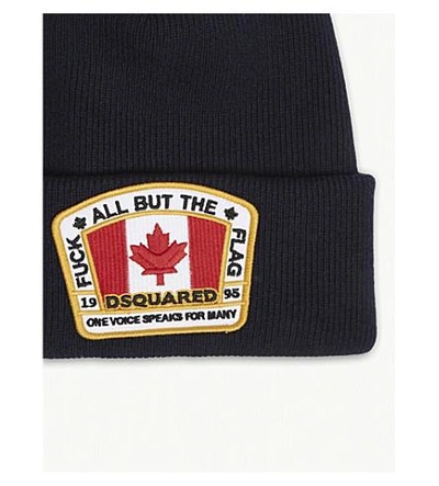 Shop Dsquared2 Canadian Flag Patch Beanie In Navy