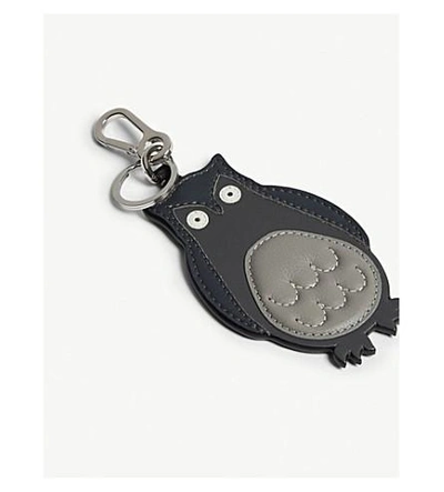 Shop Loewe Leather Owl Charm In Gry Multi