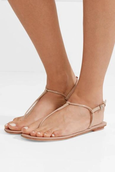 Shop Prada Patent-leather Sandals In Pastel Pink