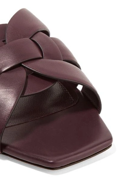 Shop Saint Laurent Nu Pieds Woven Leather Slides In Plum