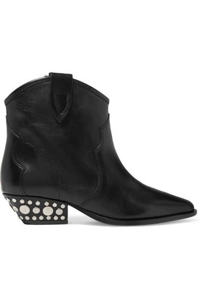 Shop Isabel Marant Dawyna Studded Leather Ankle Boots In Black