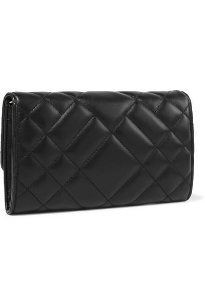 Shop Versace Quilted Leather Shoulder Bag In Black