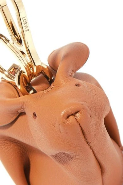 Shop Loewe Bunny Leather Bag Charm In Tan