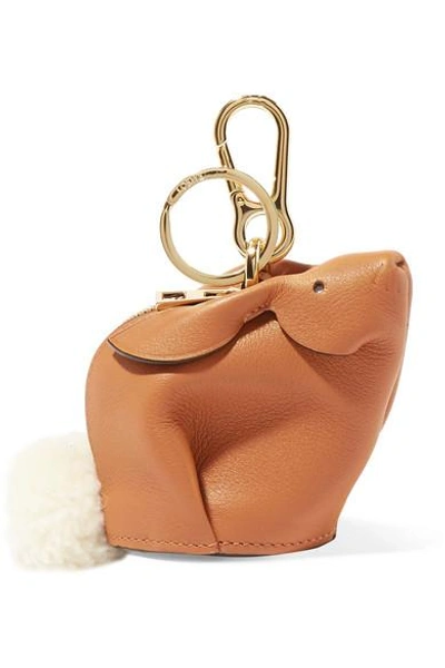 Shop Loewe Bunny Leather Bag Charm In Tan