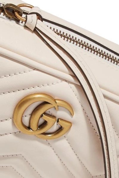 Shop Gucci Gg Marmont Camera Mini Quilted Leather Shoulder Bag In White