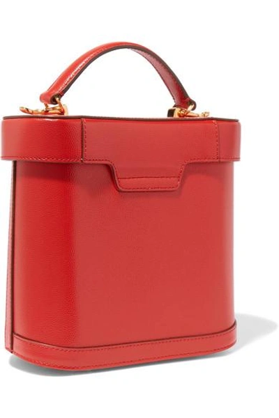 Shop Mark Cross Benchley Textured-leather Shoulder Bag In Red
