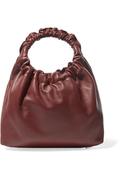 Shop The Row Double Circle Small Leather Tote In Burgundy