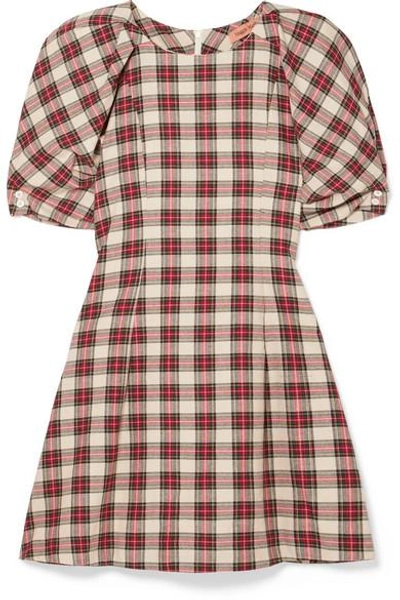 Shop Maggie Marilyn Fashionably Early Plaid Cotton Mini Dress In Red