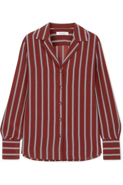 Shop Frame Striped Silk Shirt In Red