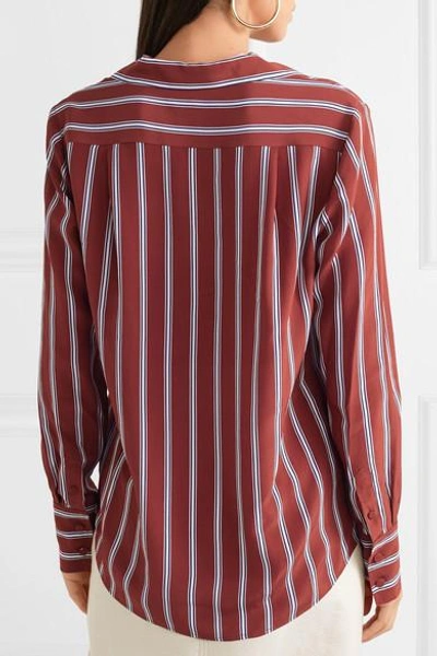 Shop Frame Striped Silk Shirt In Red