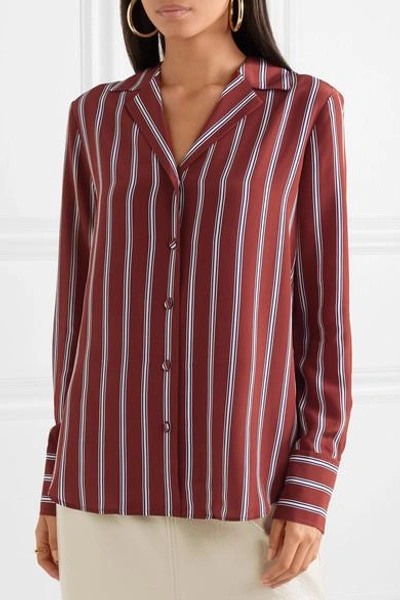 Shop Frame Striped Silk Shirt In Red