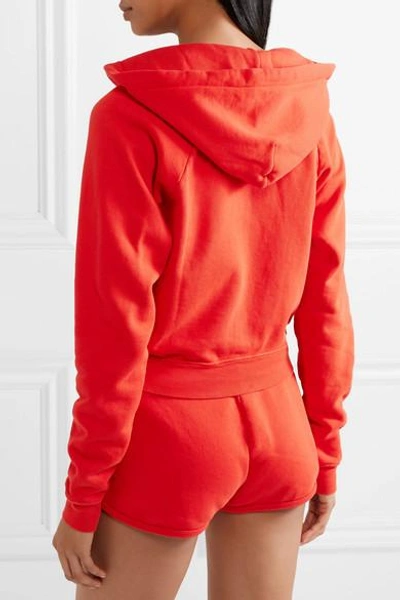 Shop Re/done Embroidered Cotton-jersey Hoodie In Red
