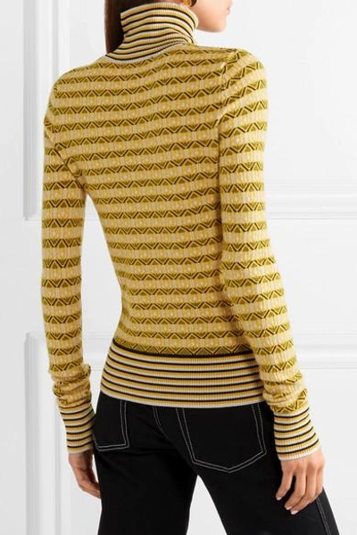 Shop Carven Wool-blend Jacquard Turtleneck Sweater In Yellow