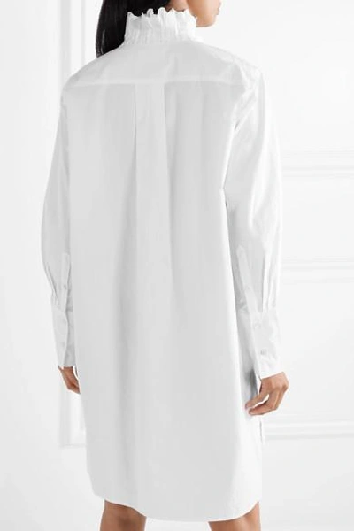 Shop Isabel Marant Étoile Milena Oversized Crochet-trimmed Cotton-poplin Mini Dress In White